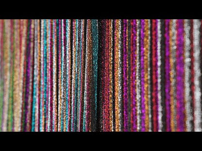 Pleated Polyester Knit - Turquoise, Pink and Silver Metallic Stripes
