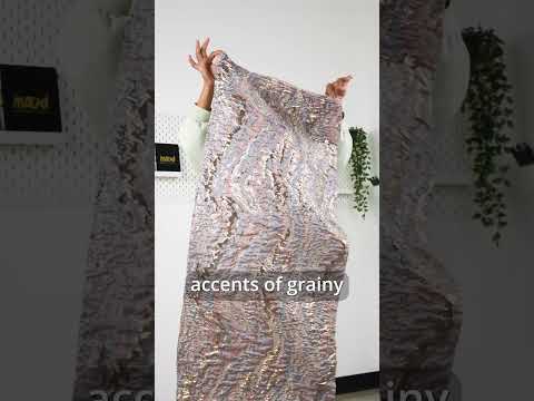 Metallic Gold, Mauve and Light Blue Abstract Waves Luxury Brocade