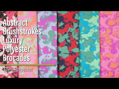 Luxury Polyester Brocade - Fuchsia, Periwinkle and Green Abstract Brushstrokes