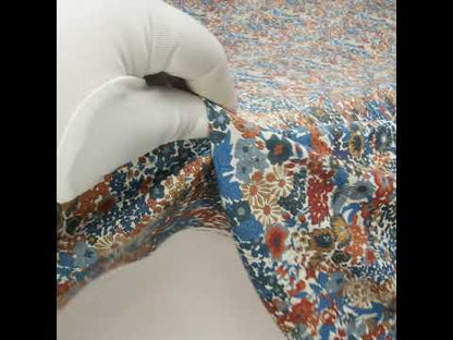 Liberty Fabrics Tana Lawn® - Margaret Annie Blue - Brown, Blue and Beige Hand Drawn Florals