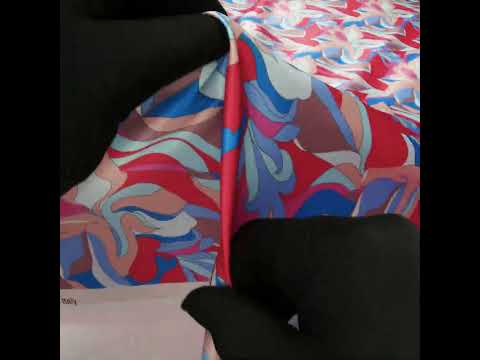 Silk Charmeuse Print 16MM, Made in Italy - Peach, Cobalt Blue and Red Retro Lily Florals - Image 5 of 5