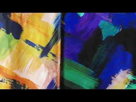 Mood Exclusive Italian Ivory, Red and Black Iris Painterly Abstraction Silk Charmeuse - Image 6 of 6