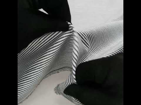 White and Dark Gray Loopy Stripes Stretch Cotton Twill - Image 6 of 6