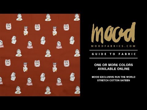 Stretch Cotton Sateen - Rust Faces - Run the World Print - Mood Exclusive Harvest Collection