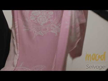 Pink and White Fancy Paisley Polyester and Rayon Jersey