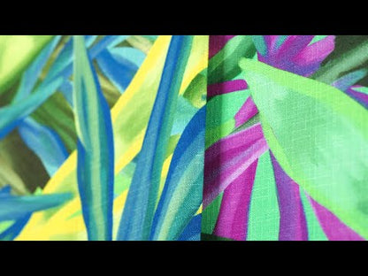 Slubbed Viscose Woven Print - Purple and Green Palm Leaves - Mood Exclusive Foliage Takeover