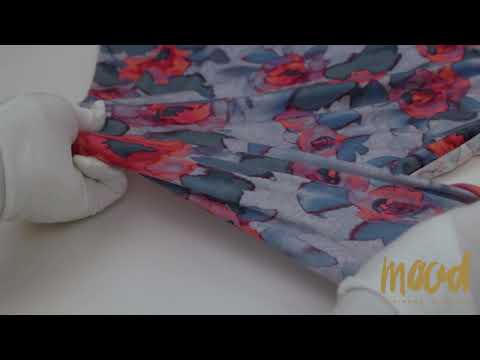 Heathered Purple, Indigo and Pink Floral Stretch Rayon Jersey