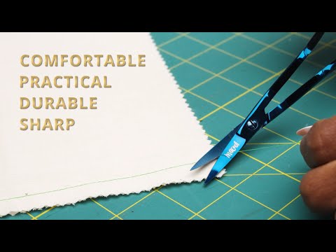 Mood Metallic Blue Double Curve Scissors with Matte Rubber Grips - 6"