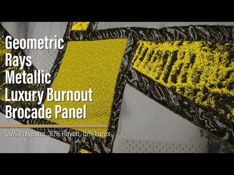 Metallic Luxury Burnout Brocade Panel - Olive Green and Black Geometric Rays