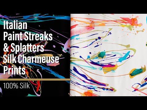 Silk Charmeuse Print - White and Rainbow Paint Streaks and Splatters - Made in Italy - Image 6 of 6
