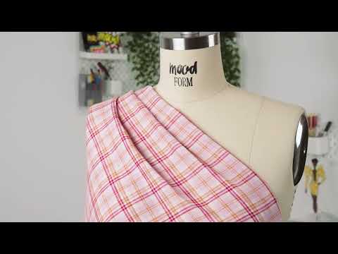 Pink, Orange and Cream Plaid Lightweight Linen Woven