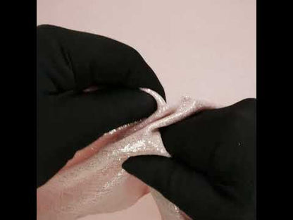 Metallic Foiled Uneven Stretch Rib Knit - Silver on Peach - Estelle Collection