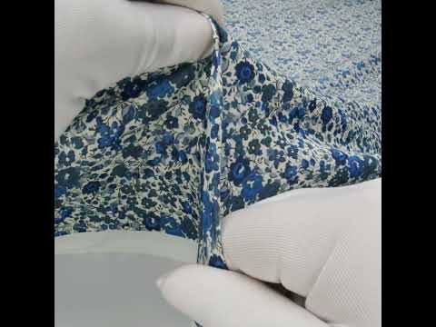Liberty Fabrics Tana Lawn® - Emma and Georgina Dark Blue - Bright Blue, Blue-Gray and White Floral
