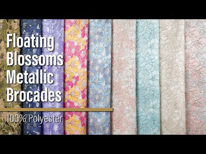 Metallic Brocade - Lilac and Bright Lavender Floating Blossoms