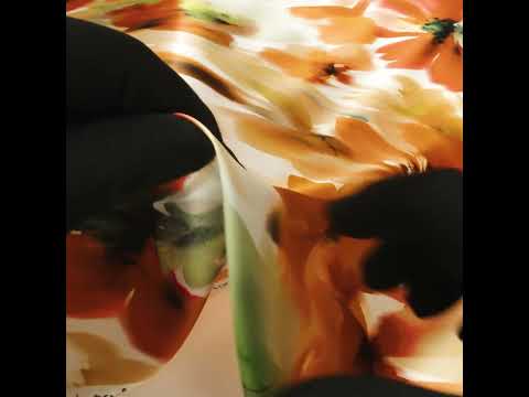 Silk Charmeuse Print 16MM, Made in Italy - Orange and Golden Yellow Soft Watercolor Florals