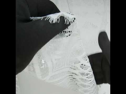 Metallic Lace Panel with Finished Edges - Silver and White Geometric Starburst - Image 6 of 6