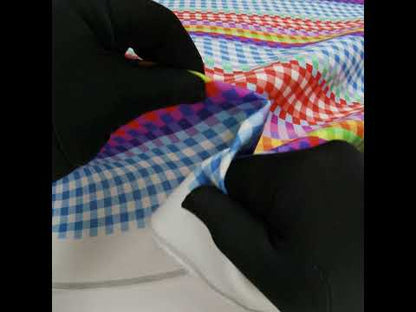 Linen and Rayon Woven - Rainbow Checkers - Picnic Patisserie Print - Mood Exclusive Sugar Collection
