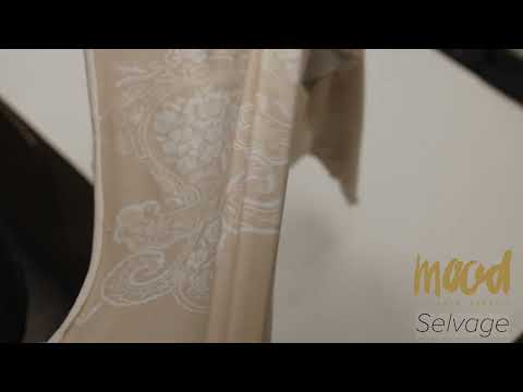 Beige and White Fancy Paisley Polyester and Rayon Jersey