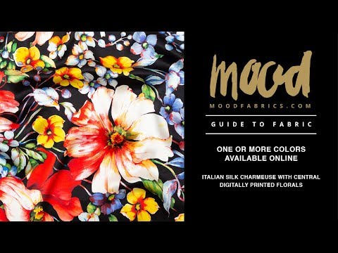 Mood Exclusive Italian Black Silk Charmeuse with Central Digitally Printed Florals - Image 5 of 5