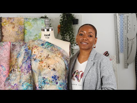 Olive, Purple and Gold Flowers and Leaves Printed Metallic Webbing with Organza Circle Appliques