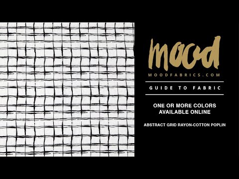 White/Black Abstract Grid Rayon-Cotton Poplin - Image 5 of 5