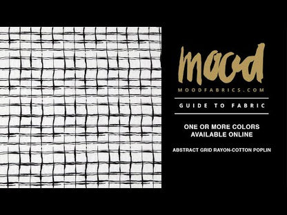 White/Black Abstract Grid Rayon-Cotton Poplin