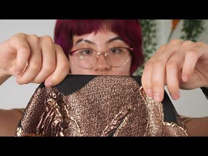 Metallic Golden Mist and Black Spotted and Splattered Luxury Brocade