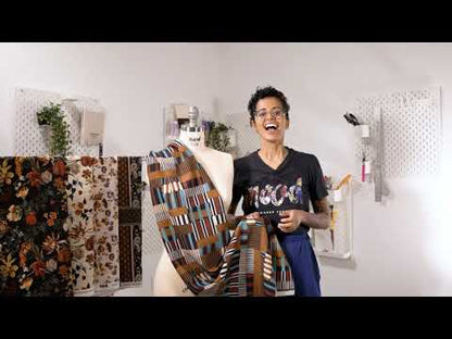 Stretch Polyester Crepe - Cream and Rust Floral - August Rush Print - Mood Exclusive Harvest Collection