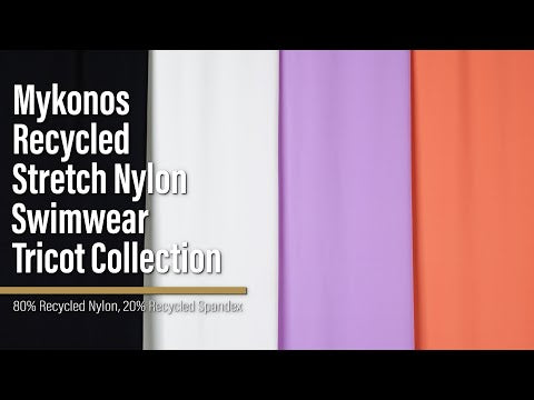 100% Recycled Stretch Nylon Swimwear Tricot, UV Protective - White - Mykonos Collection