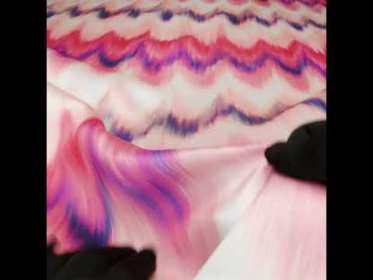 Polyester Mikado - Pink, Purple and Peach Ikat Zig Zag Stripes - Mood Exclusive High Horizons Print