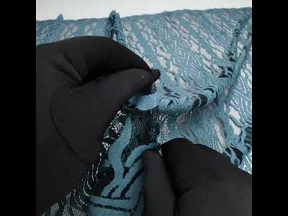 Cotton and Nylon Lace Panel with Finished Edges - Black and Midnight Blue Celtic Knotwork and Braids