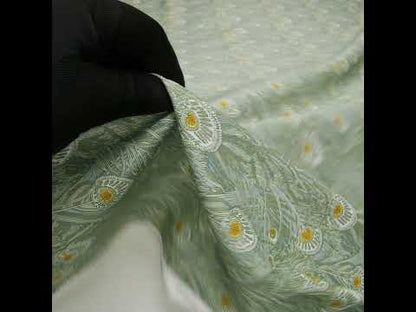 Liberty Fabrics Tana Lawn® - Queen Hera Green - Basil Green and Golden Yellow Field of Feathers