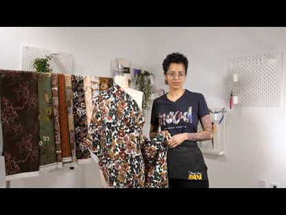 Stretch Polyester Crepe - Brown and Red Trees - Gloomy Garden Print - Mood Exclusive Serengeti Collection