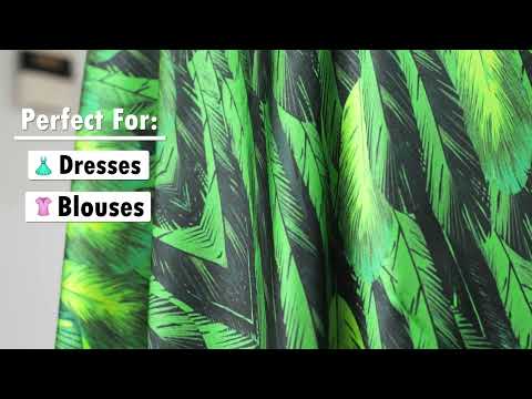 Mood Exclusive Italian Green and Black Feathered Chevrons Silk Charmeuse Panel - Image 6 of 6