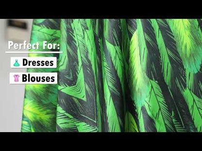 Mood Exclusive Italian Green and Black Feathered Chevrons Silk Charmeuse Panel