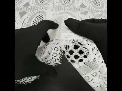 Corded Lace with Scalloped Fringe Edges - Ivory Geometric Lozenges
