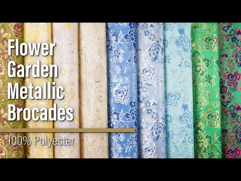 Metallic Brocade - Sky Blue, Royal Blue and Silver Flower Garden