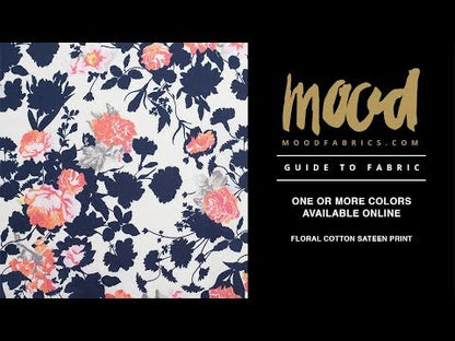 Navy/White/Orange Floral Cotton Sateen Print