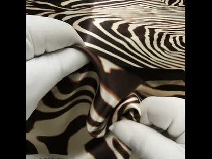 Silk Charmeuse Print 16MM, Made in Italy - Brown and Cream Animal Stripes