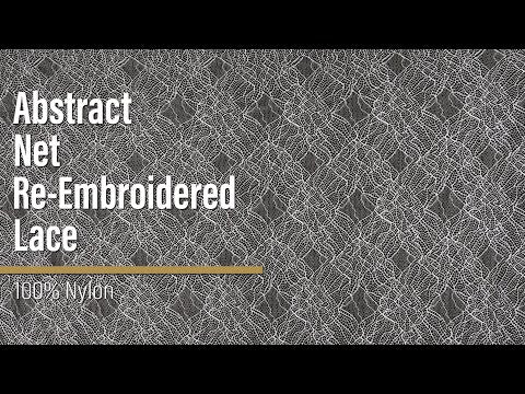 Re-Embroidered Lace - White Abstract Net - Image 6 of 6