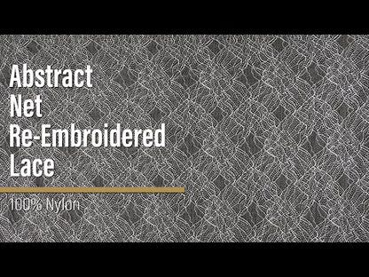Re-Embroidered Lace - White Abstract Net