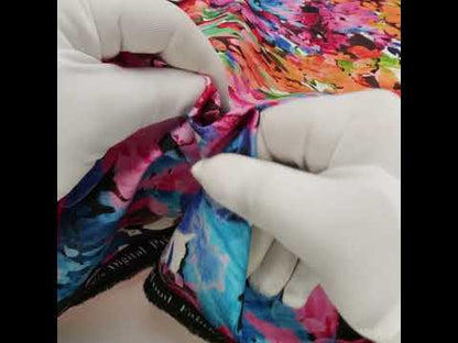 Brushed Cotton Woven - Pink, Blue and Orange Striated Painted Flowers - Mood Exclusive Painter’s Bouquet Print