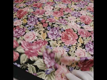 Brushed Cotton Woven - Rose Pink, Purple and Black Blooming Flowers - Mood Exclusive Tender Bloom Print