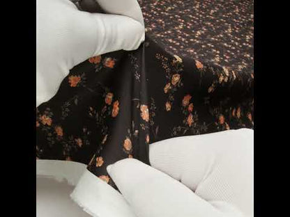 Liberty Fabrics Tana Lawn® - Elizabeth Brown - Brown, Yellow and Dark Green Scattered Flowers