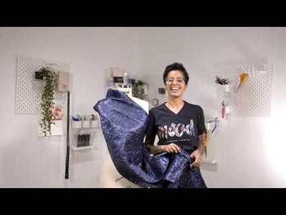 Metallic Royal and Navy Blue Floral Silhouettes Luxury Brocade