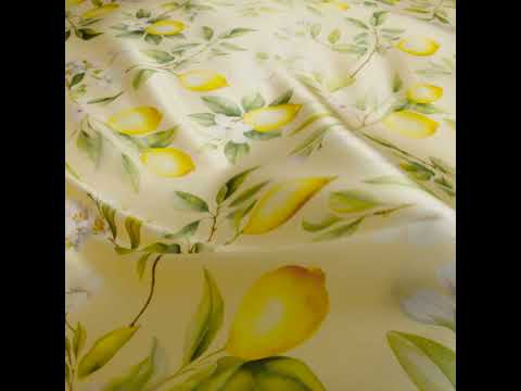 Silk Charmeuse Print 16MM, Made in Italy - Cream, Green and Yellow Blossoming Lemon Tree - Image 5 of 5