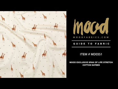 Stretch Cotton Sateen - White Giraffes and Diamonds - Span of Life Print - Mood Exclusive Kenko Collection