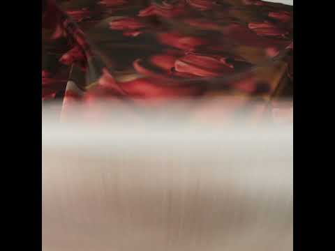Polyester Mikado - Red and Light Brown Large Hazy Tulips - Mood Exclusive Tulip Transformation Print - Image 5 of 5