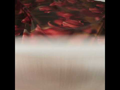 Polyester Mikado - Red and Light Brown Large Hazy Tulips - Mood Exclusive Tulip Transformation Print
