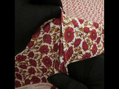 Liberty Fabrics Tana Lawn® - Astell Reece Red - Red and Golden Olive Flower Vines
